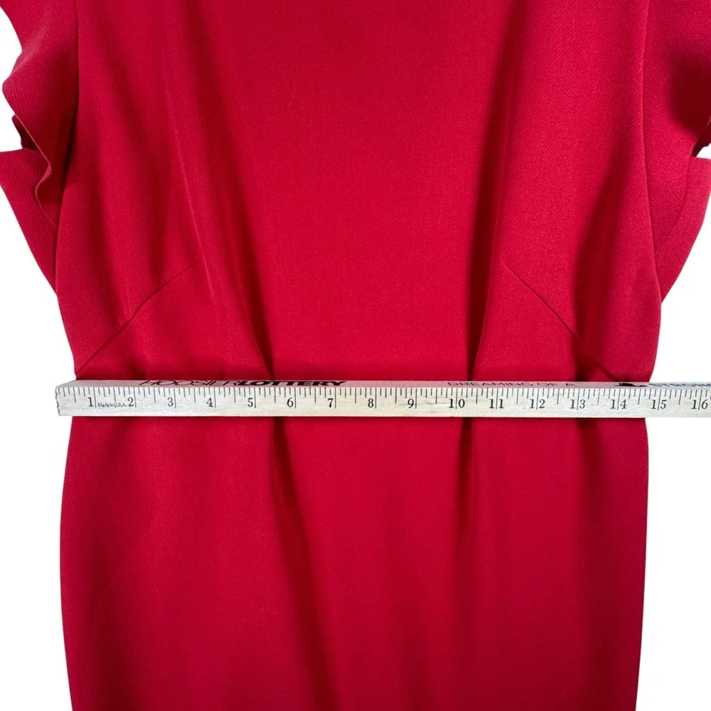 Maison Jules Red‎ Dress Ruffle Sleeve Career Party Cocktail Size M Old Money